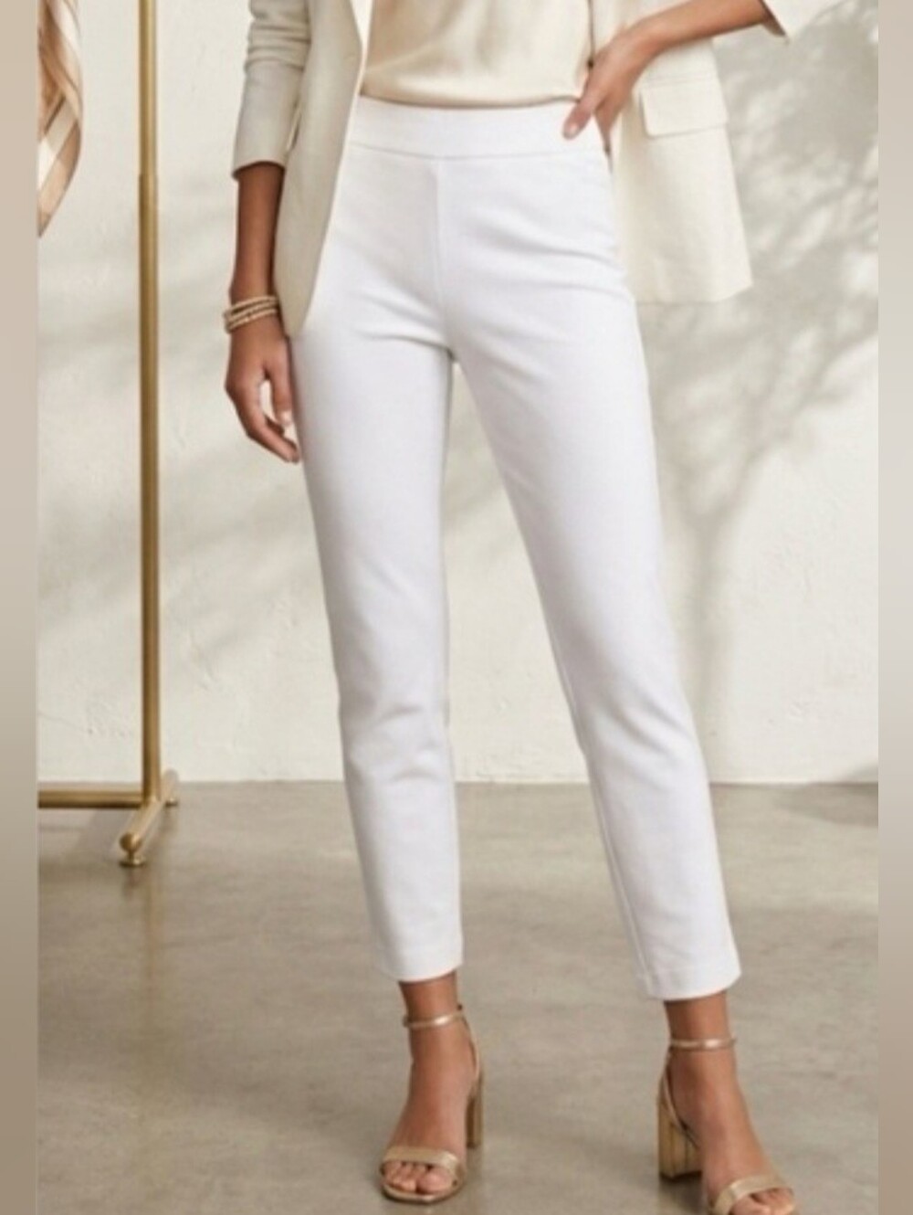 Kobi Halperin Women White Slim Cropped Ankle Pants Size 14